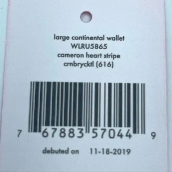 Kate Spade Cameron Large Continental Wallet Heart Stripe Cranberry Cocktail NWT - Picture 6 of 6